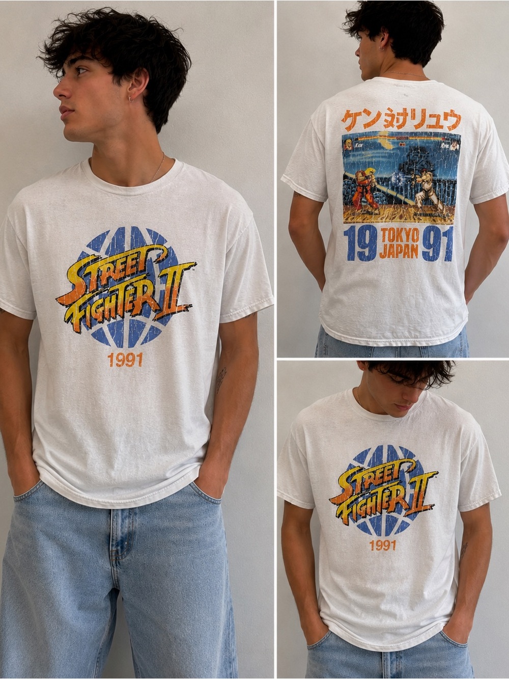 Street Fighter II 1991 Tokyo Japan Graphic T-Shirt Men’s M Capcom Retro Gaming